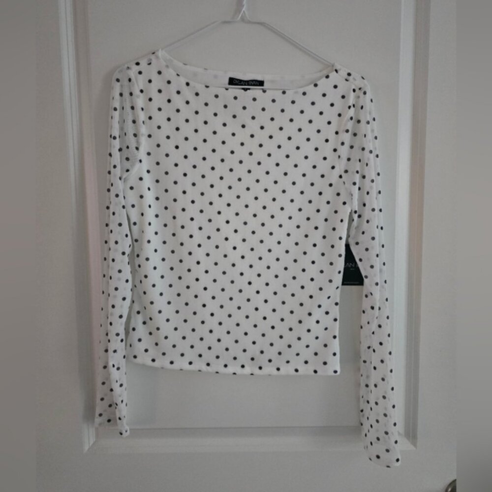 Dylan Ryan Black And White Polka Dot Womens Top Blouse